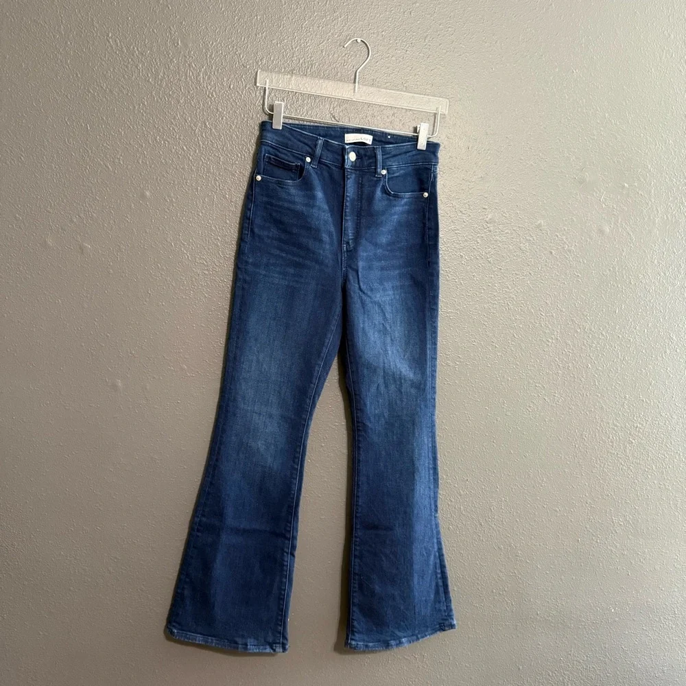 LOFT Dark Blue High-Rise Flare Jeans - Picture 2 of 7